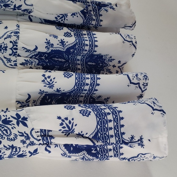 Lovers + Friends Blue & White Temple Mini Dress, Size L - Picture 9 of 16